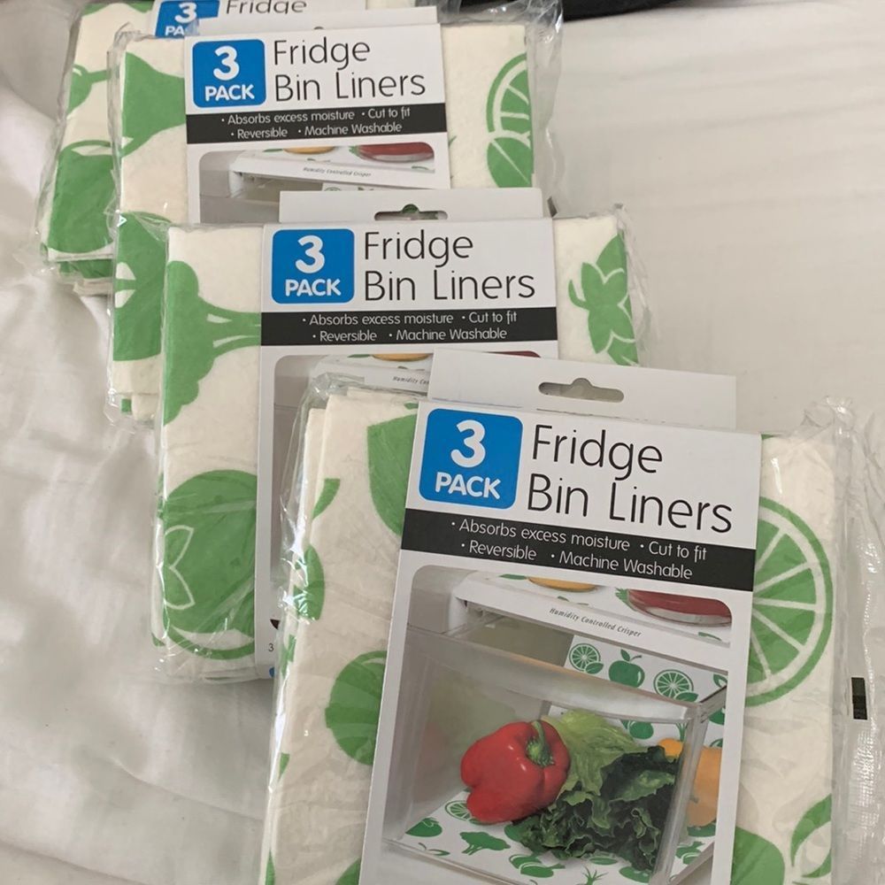 NEW, 3-Pack Fridge Bin Liners in ‘Veggie’ Design